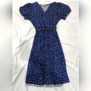 Blue Dress with White Polka Dots